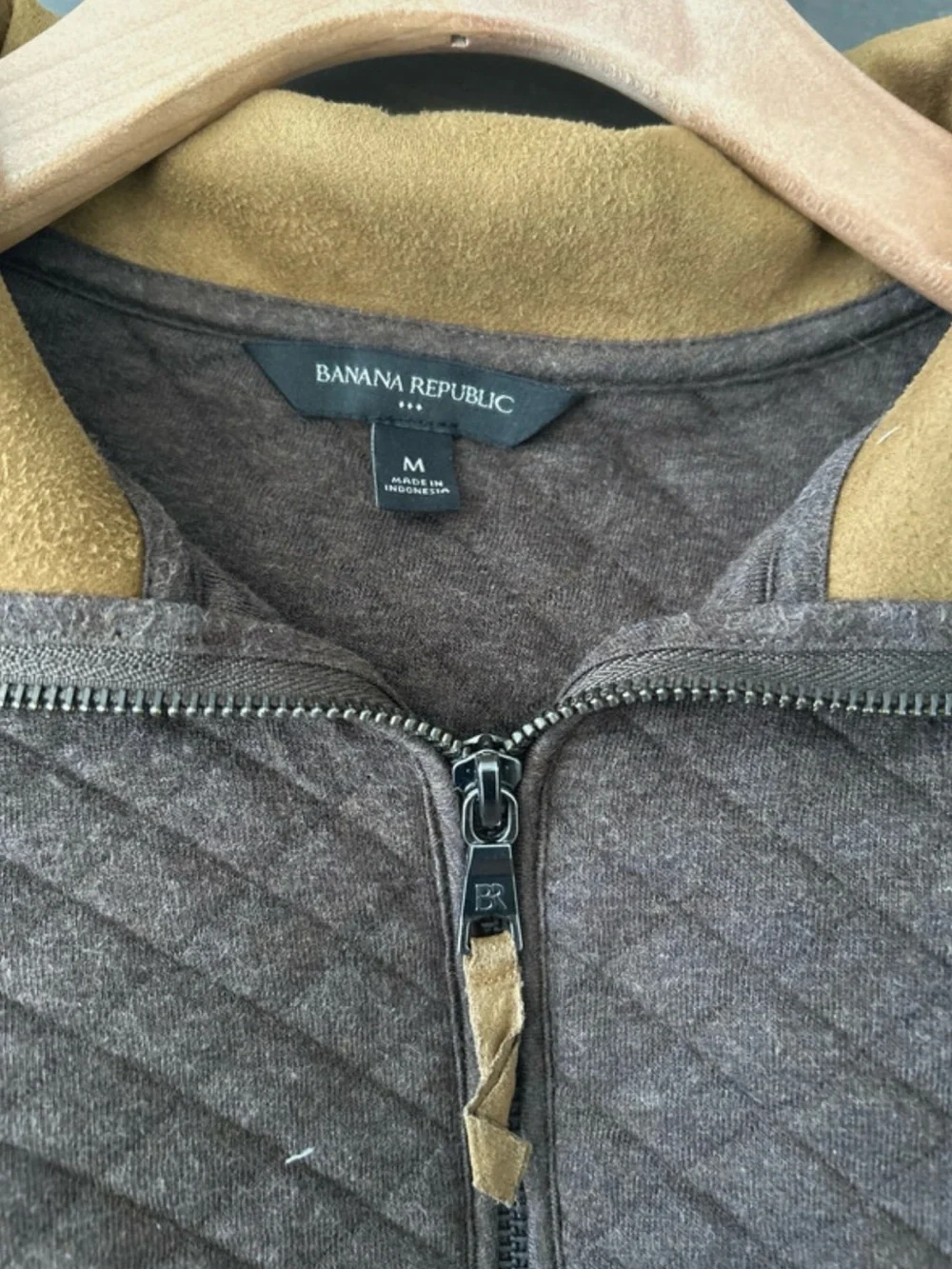 Banana Republic Quilted Half-Zip Sweater Pullover - Brown